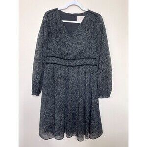 Gal Meets Glam Skylar Flocked Chiffon Velvet Tim Dress Women's 10 Black